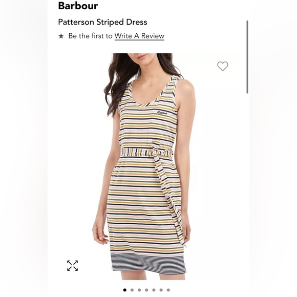 Barbour Patterson Striped Cotton Tank Dress Striped with Belt Size 8 - Picture 1 of 12